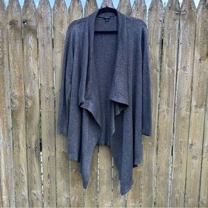Torrid Ribbed Cardigan Drape Front Shawl Sweater Metallic Grey Sz 1 / 1X